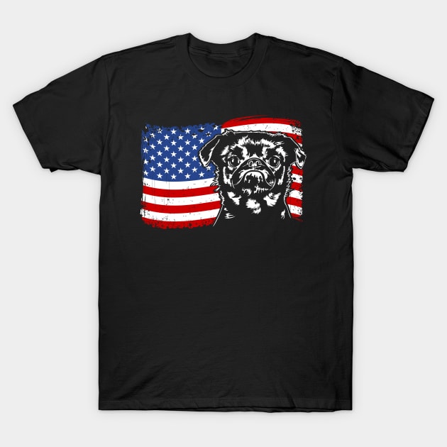 Brussels Griffon American Flag patriotic dog T-Shirt by wilsigns